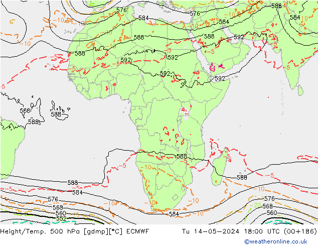 Geop./Temp. 500 hPa ECMWF mar 14.05.2024 18 UTC