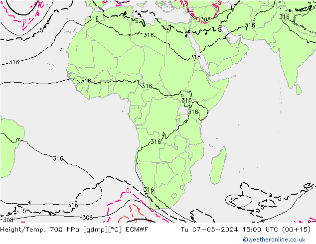 Geop./Temp. 700 hPa ECMWF mar 07.05.2024 15 UTC