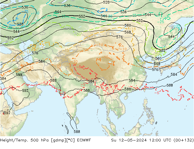 Z500/Rain (+SLP)/Z850 ECMWF Su 12.05.2024 12 UTC