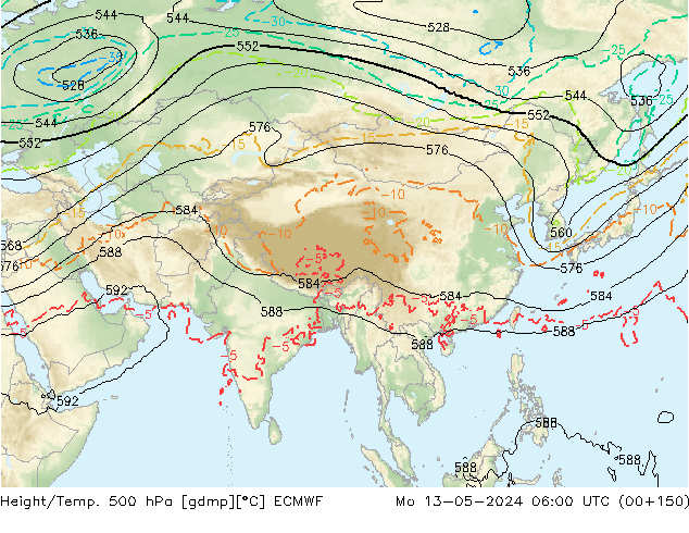 Z500/Rain (+SLP)/Z850 ECMWF пн 13.05.2024 06 UTC