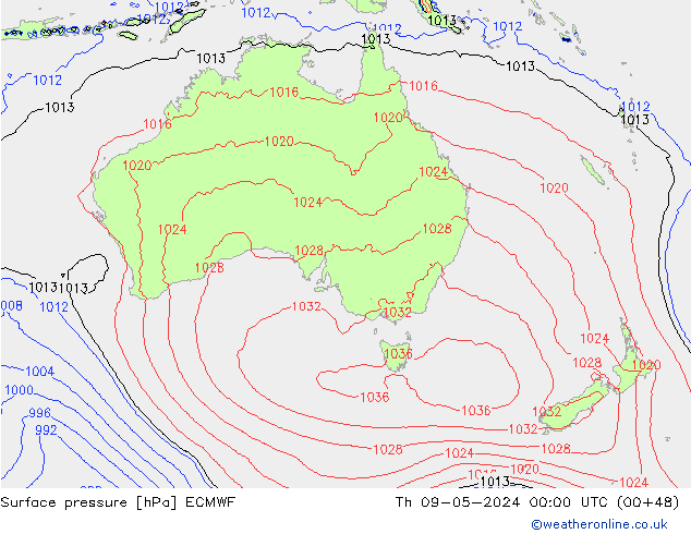 приземное давление ECMWF чт 09.05.2024 00 UTC