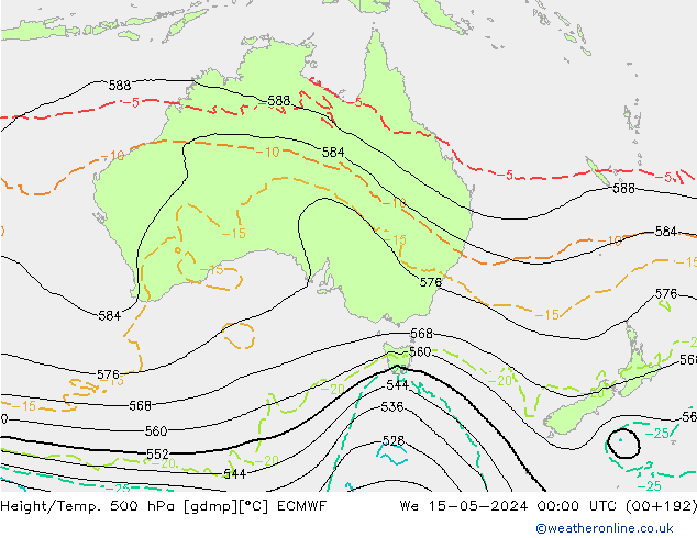 Z500/Rain (+SLP)/Z850 ECMWF Qua 15.05.2024 00 UTC