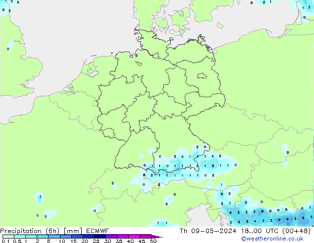 Prec 6h/Wind 10m/950 ECMWF Th 09.05.2024 00 UTC