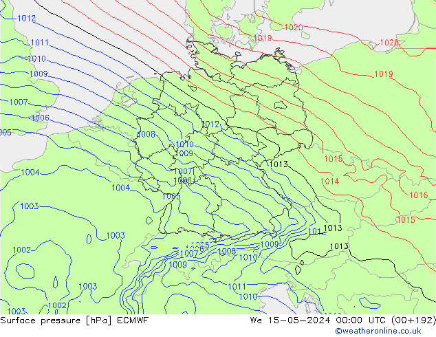 Bodendruck ECMWF Mi 15.05.2024 00 UTC