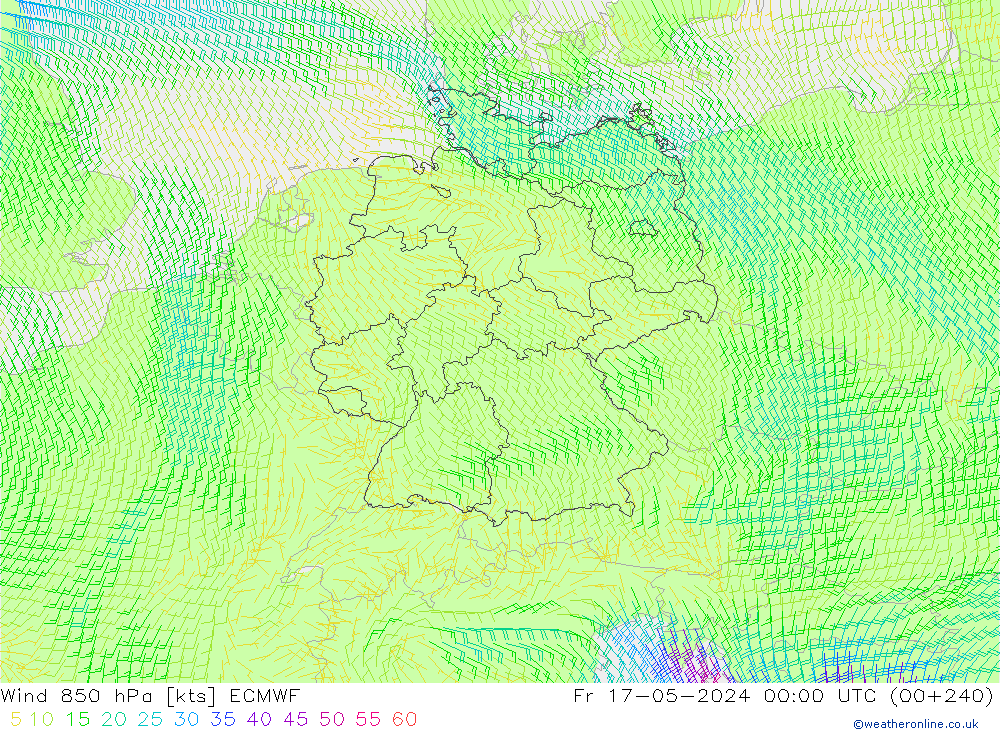 Vent 850 hPa ECMWF ven 17.05.2024 00 UTC