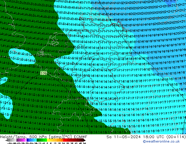 Z500/Rain (+SLP)/Z850 ECMWF Sa 11.05.2024 18 UTC