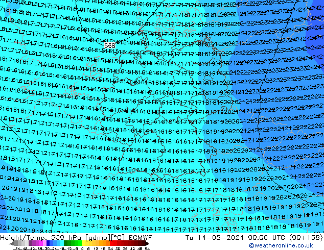 Z500/Rain (+SLP)/Z850 ECMWF mar 14.05.2024 00 UTC