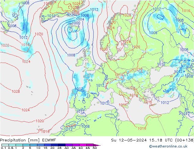 Precipitation ECMWF Su 12.05.2024 18 UTC