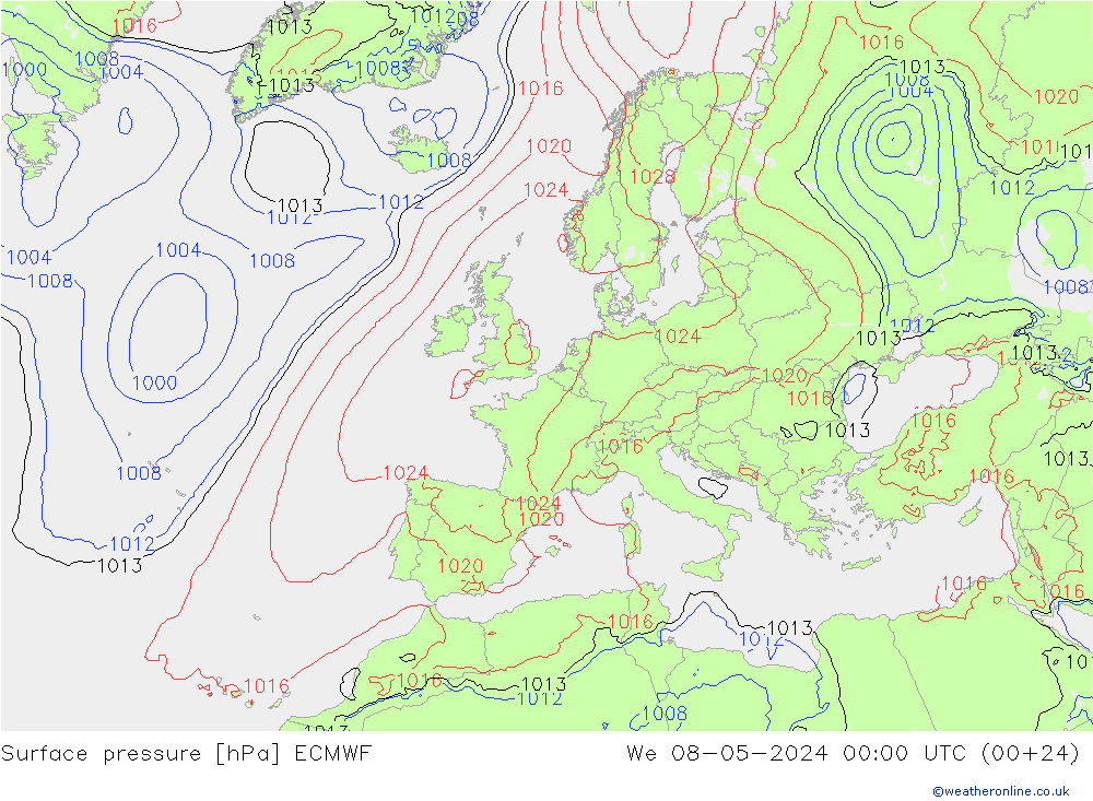 Bodendruck ECMWF Mi 08.05.2024 00 UTC