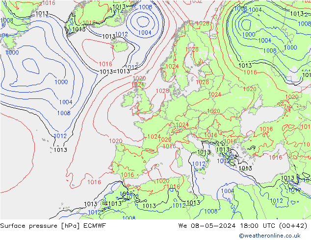 Bodendruck ECMWF Mi 08.05.2024 18 UTC