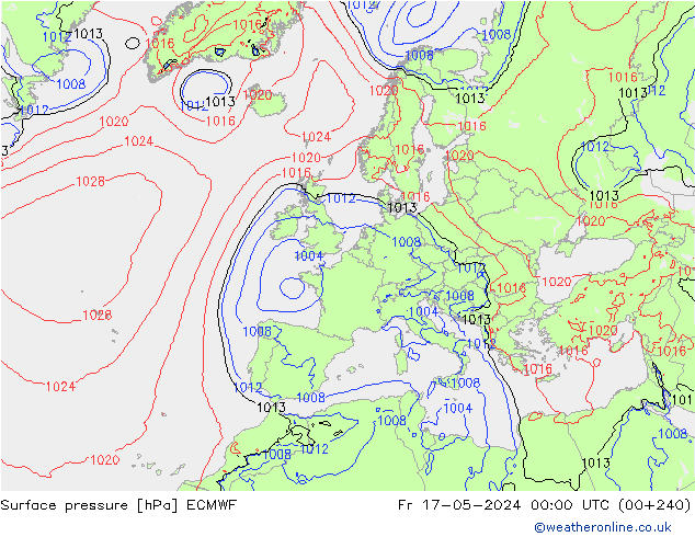 Bodendruck ECMWF Fr 17.05.2024 00 UTC