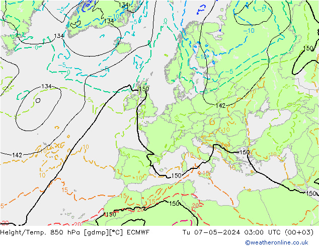 Height/Temp. 850 hPa ECMWF mar 07.05.2024 03 UTC