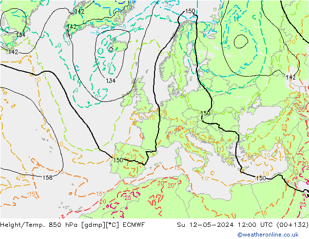 Z500/Rain (+SLP)/Z850 ECMWF Su 12.05.2024 12 UTC