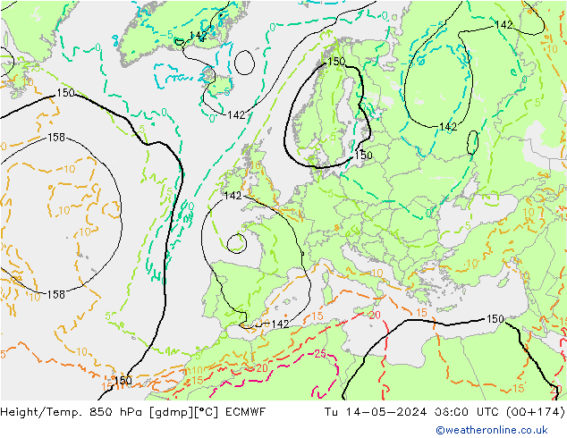 Z500/Rain (+SLP)/Z850 ECMWF вт 14.05.2024 06 UTC