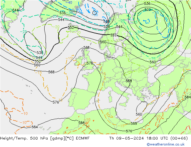 Z500/Rain (+SLP)/Z850 ECMWF Do 09.05.2024 18 UTC