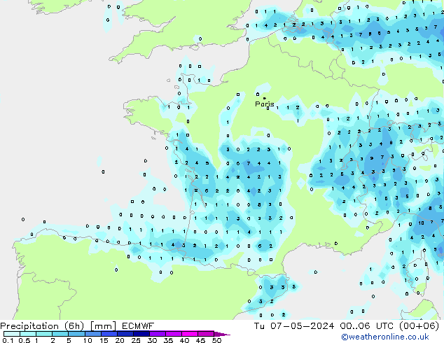 Z500/Rain (+SLP)/Z850 ECMWF Di 07.05.2024 06 UTC