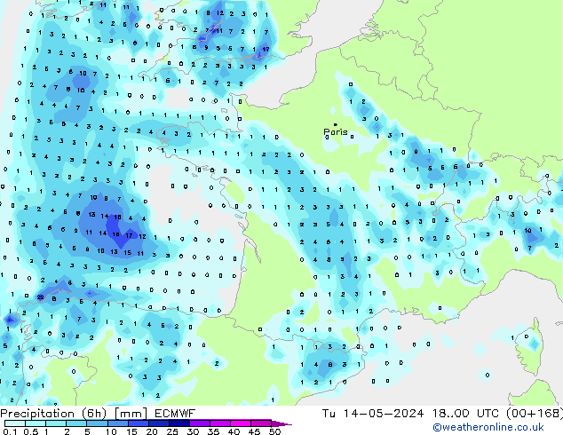 Z500/Rain (+SLP)/Z850 ECMWF Tu 14.05.2024 00 UTC