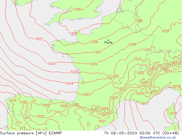 Bodendruck ECMWF Do 09.05.2024 00 UTC