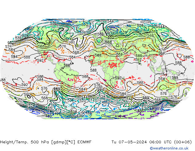 Z500/Rain (+SLP)/Z850 ECMWF Tu 07.05.2024 06 UTC