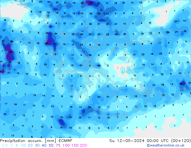 Precipitación acum. ECMWF dom 12.05.2024 00 UTC