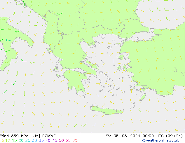 ветер 850 гПа ECMWF ср 08.05.2024 00 UTC