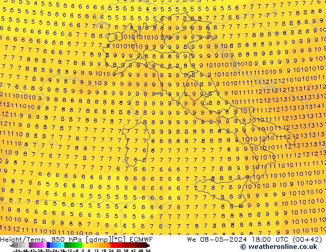 Z500/Rain (+SLP)/Z850 ECMWF  08.05.2024 18 UTC