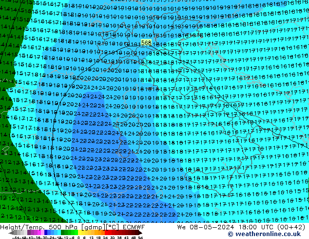 Z500/Rain (+SLP)/Z850 ECMWF  08.05.2024 18 UTC