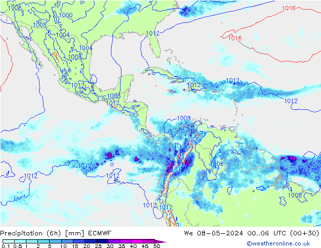 Precipitazione (6h) ECMWF mer 08.05.2024 06 UTC