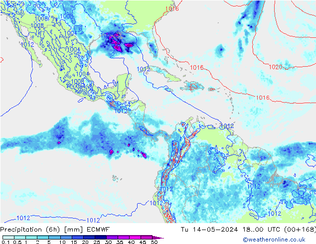 Z500/Rain (+SLP)/Z850 ECMWF Tu 14.05.2024 00 UTC