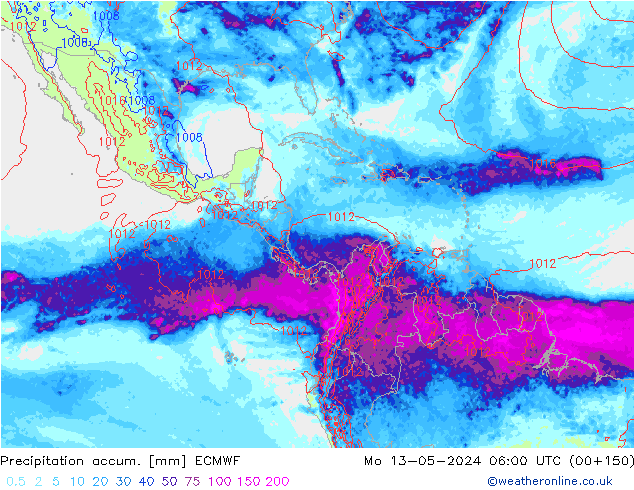 Precipitation accum. ECMWF Seg 13.05.2024 06 UTC
