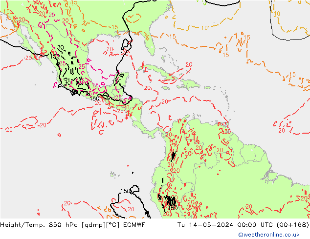 Z500/Rain (+SLP)/Z850 ECMWF Tu 14.05.2024 00 UTC