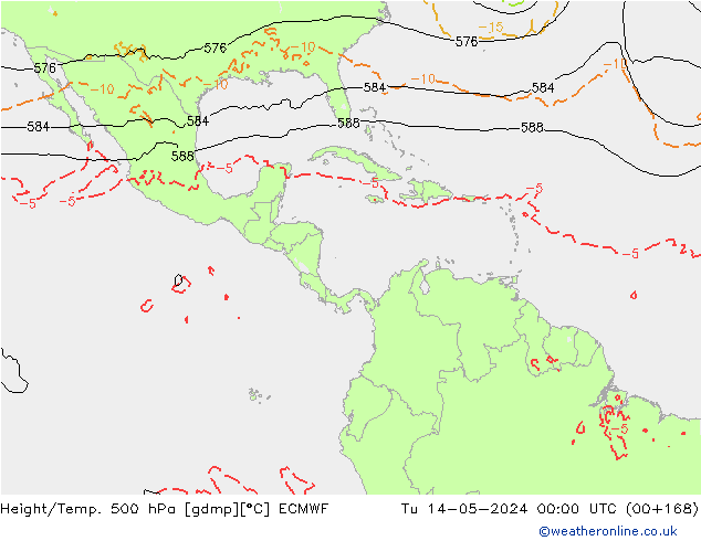 Z500/Rain (+SLP)/Z850 ECMWF Tu 14.05.2024 00 UTC