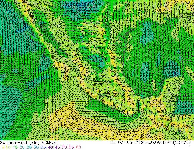 Viento 10 m ECMWF mar 07.05.2024 00 UTC