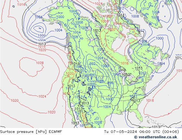 Atmosférický tlak ECMWF Út 07.05.2024 06 UTC