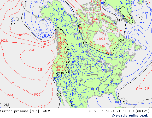 Bodendruck ECMWF Di 07.05.2024 21 UTC