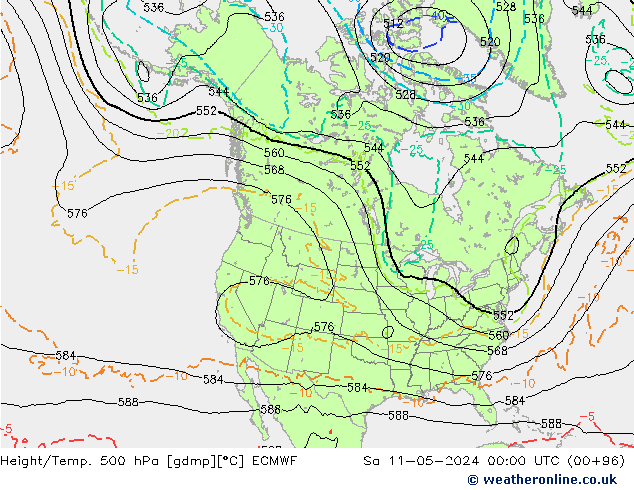 Z500/Rain (+SLP)/Z850 ECMWF Sáb 11.05.2024 00 UTC