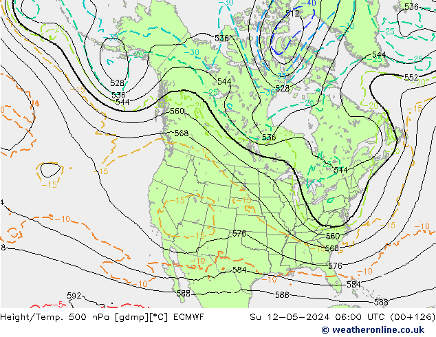 Z500/Rain (+SLP)/Z850 ECMWF Su 12.05.2024 06 UTC