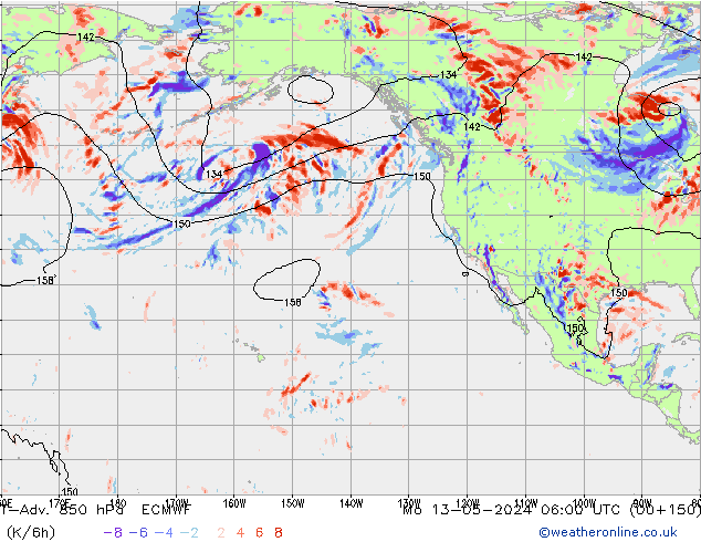 T-Adv. 850 hPa ECMWF  13.05.2024 06 UTC