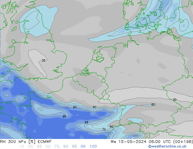 RH 300 hPa ECMWF  15.05.2024 06 UTC