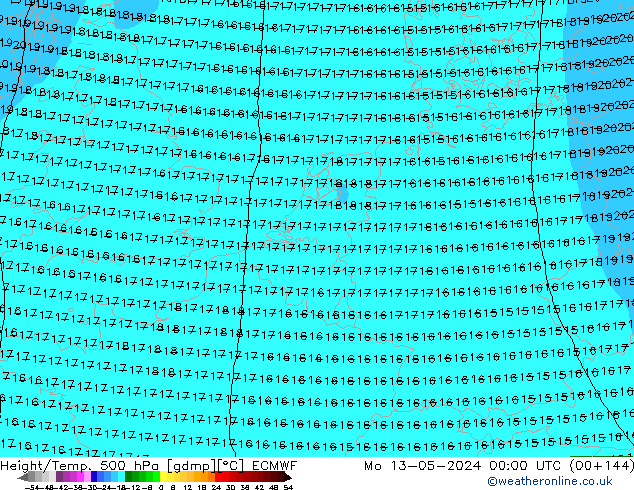 Z500/Rain (+SLP)/Z850 ECMWF Mo 13.05.2024 00 UTC