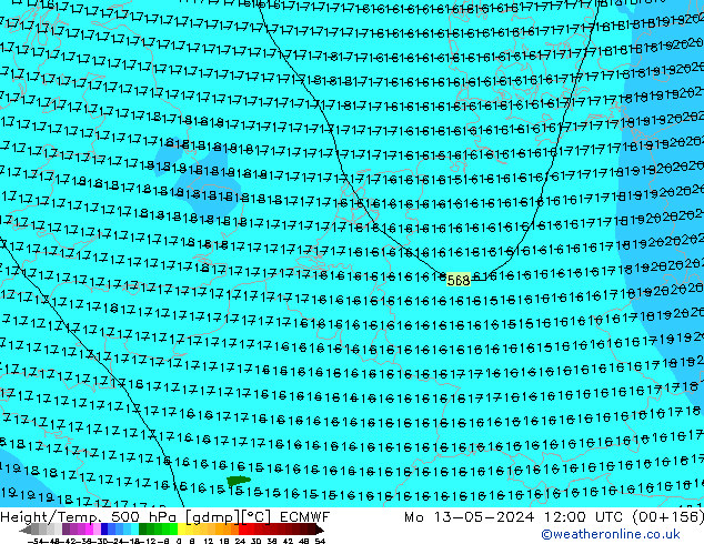 Z500/Regen(+SLP)/Z850 ECMWF ma 13.05.2024 12 UTC