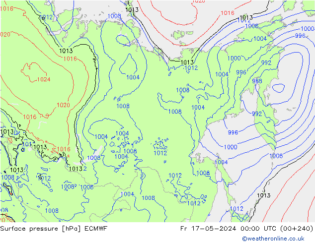 pressão do solo ECMWF Sex 17.05.2024 00 UTC