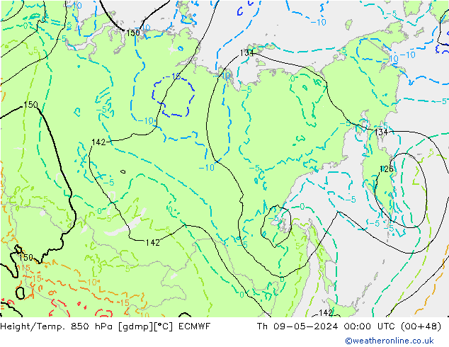 Z500/Rain (+SLP)/Z850 ECMWF jeu 09.05.2024 00 UTC