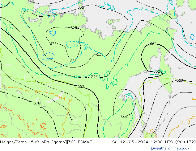 Z500/Regen(+SLP)/Z850 ECMWF zo 12.05.2024 12 UTC