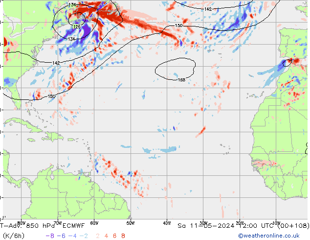 T-Adv. 850 hPa ECMWF Sa 11.05.2024 12 UTC