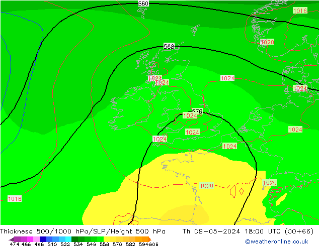 Thck 500-1000hPa ECMWF Th 09.05.2024 18 UTC