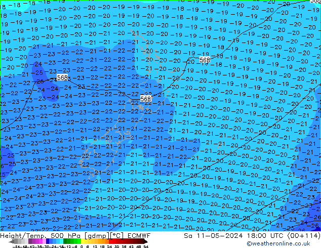Z500/Rain (+SLP)/Z850 ECMWF Sa 11.05.2024 18 UTC