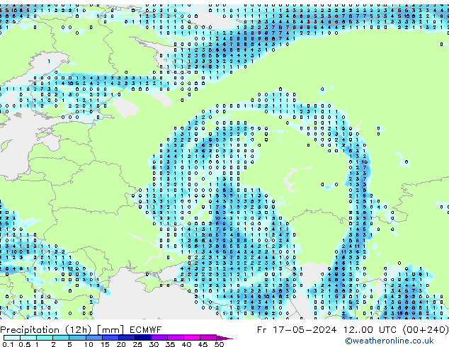 Precipitation (12h) ECMWF Fr 17.05.2024 00 UTC