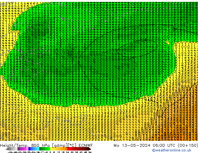 Z500/Rain (+SLP)/Z850 ECMWF lun 13.05.2024 06 UTC