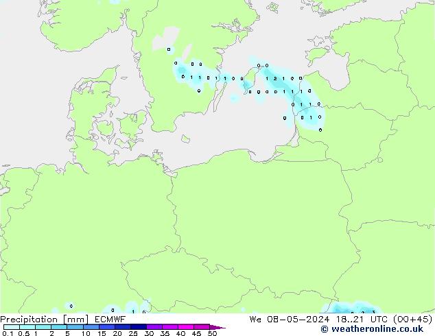 Precipitazione ECMWF mer 08.05.2024 21 UTC